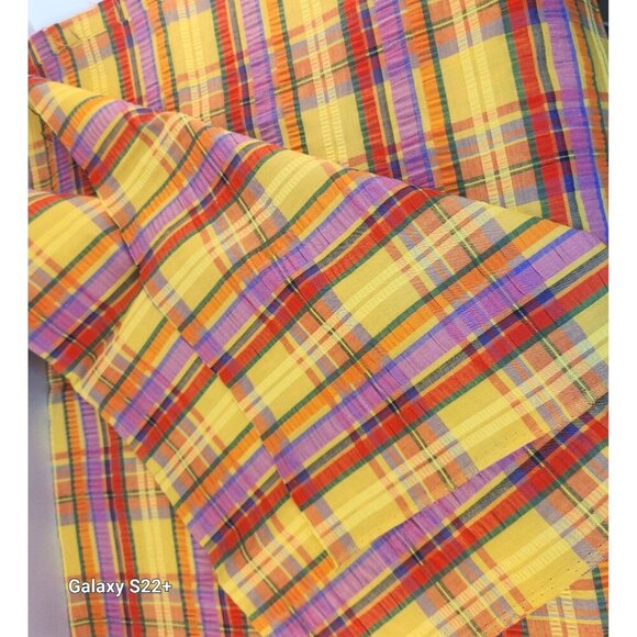 Multi-Color Plaid Searsucker Fabric for Sewing & Crafts 1970's Cotton Blend 2.75 - Picture 4 of 5